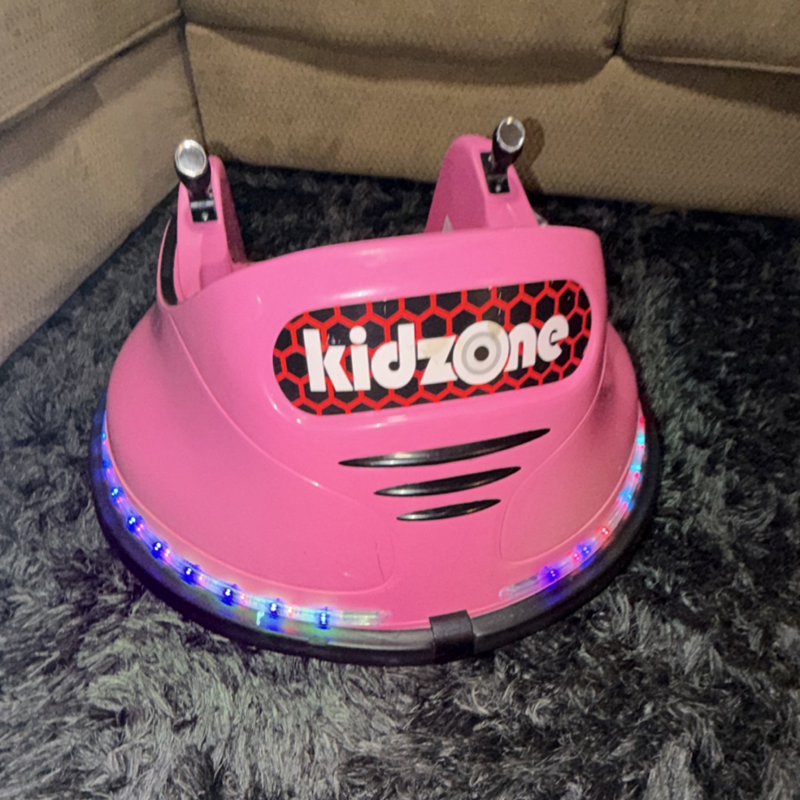 Kidzone Pink Battery Operated Ride-On Bumper Car with LED Lights