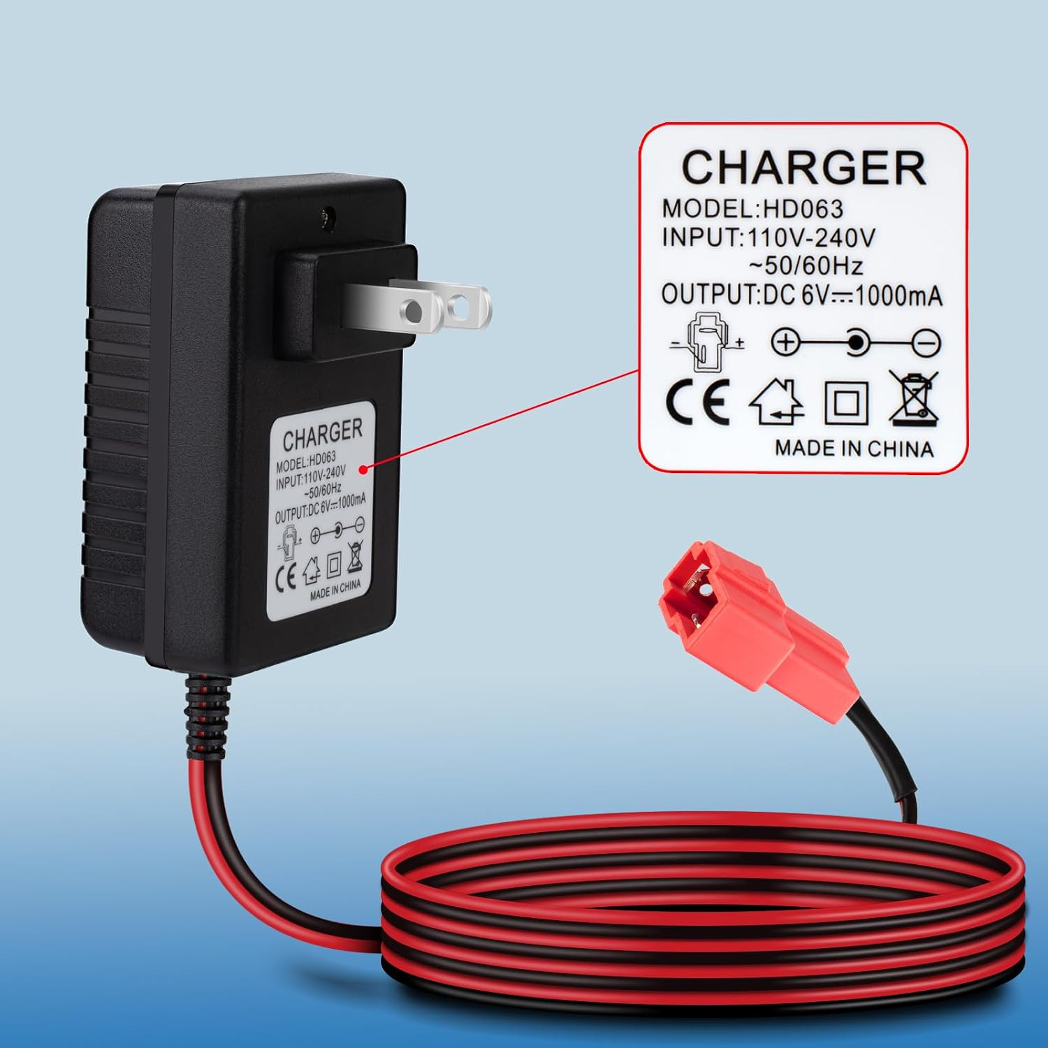 6V Kids Ride on Car Charger 6 Volt Battery Charger for BMX X6 Kid TRAX Disney GM