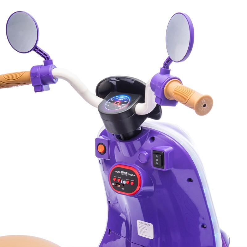 12V Kids Ride On Three-Wheel Electric Motorcycle W/Bluetooth Music For 3-6 Years