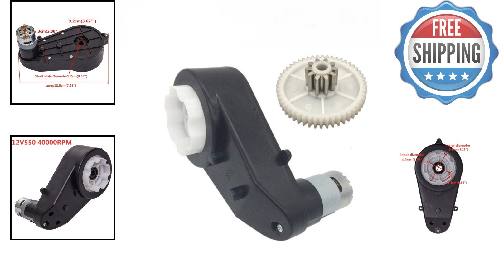 12V 40000RPM DC Motor Gearbox for Kids Ride-On Cars – Easy Installation