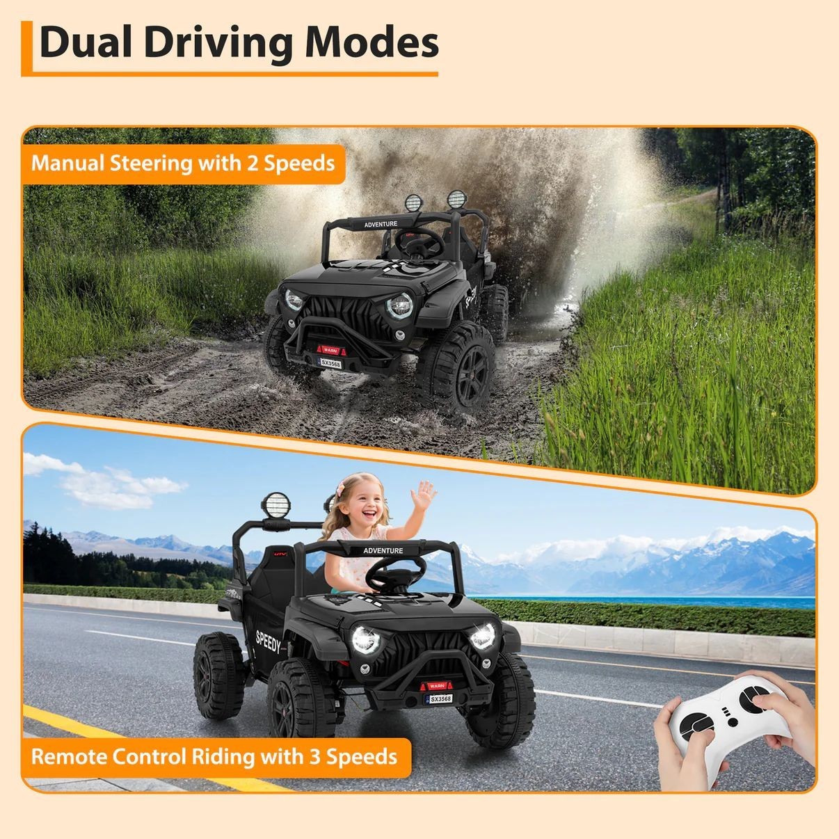 Garvee 24V Ride On Toys for Big Kids with Remote Control, 4WD Electric Car, 2 Se