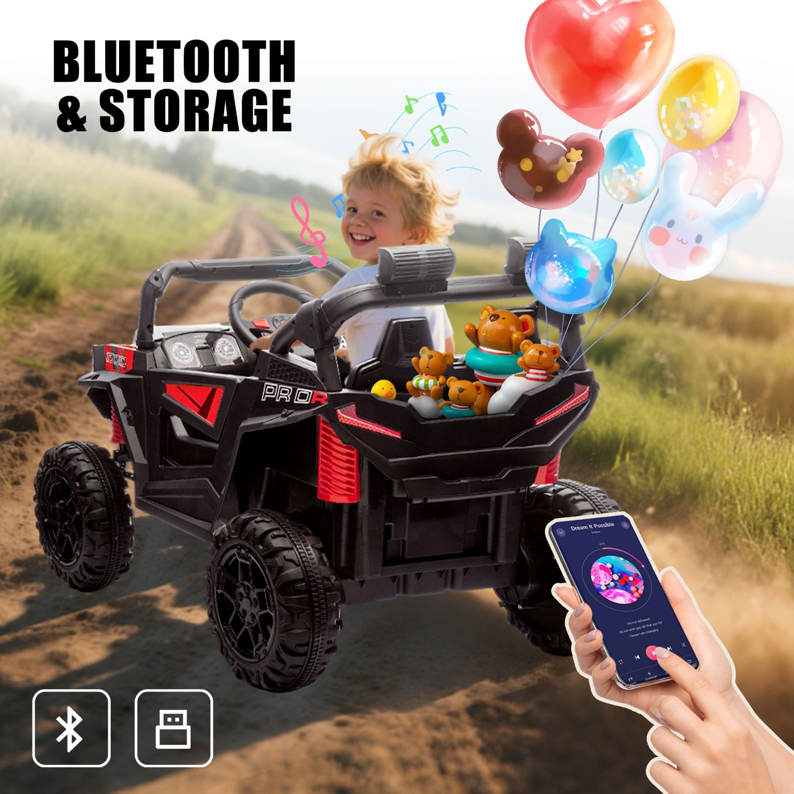 24V Kids Electric Car Ride On Toy UTV w/Remote,Power Wheels Truck for Boys Girls