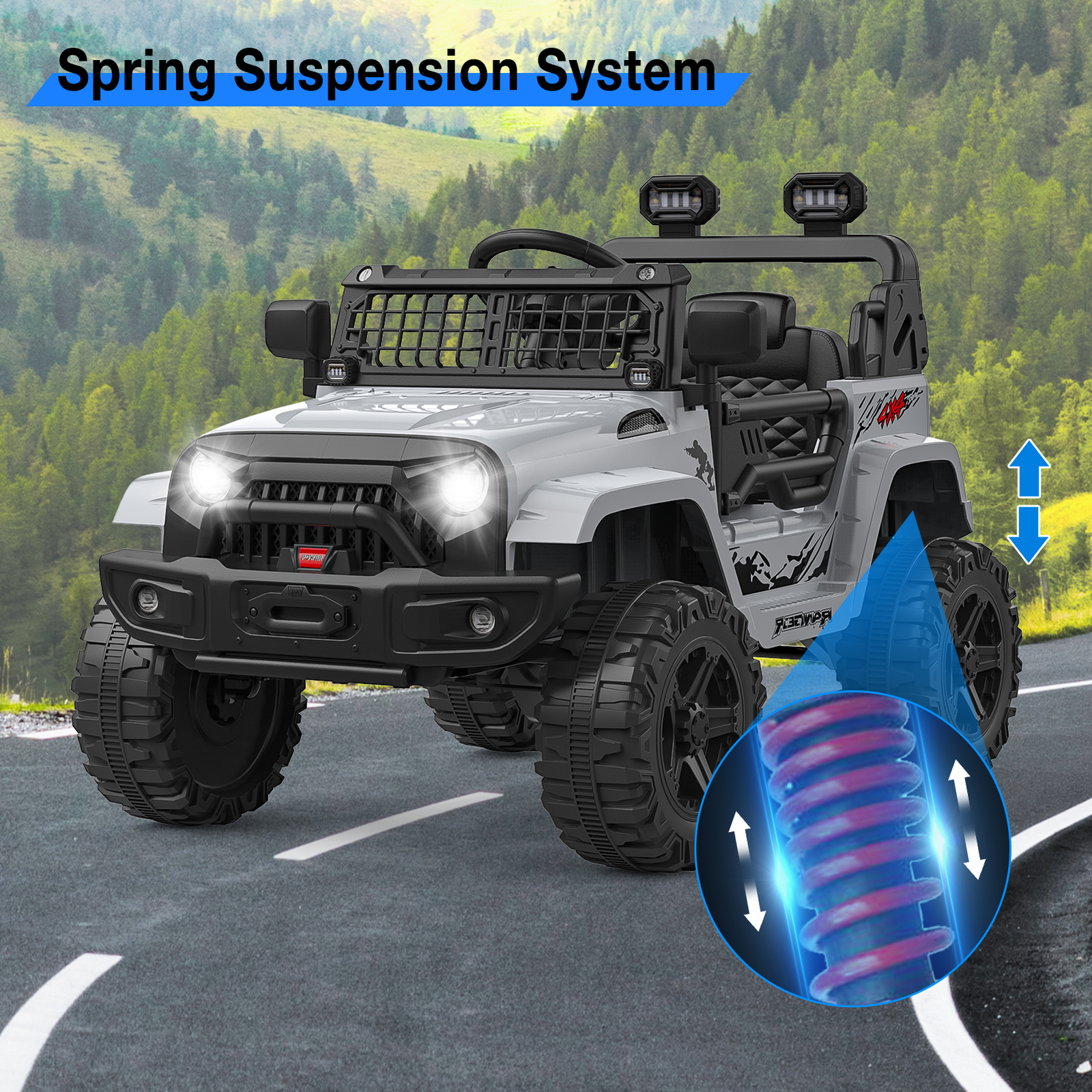 Kids Electric Ride On Truck Toys 12V Power Battery Car Grey with Remote Control