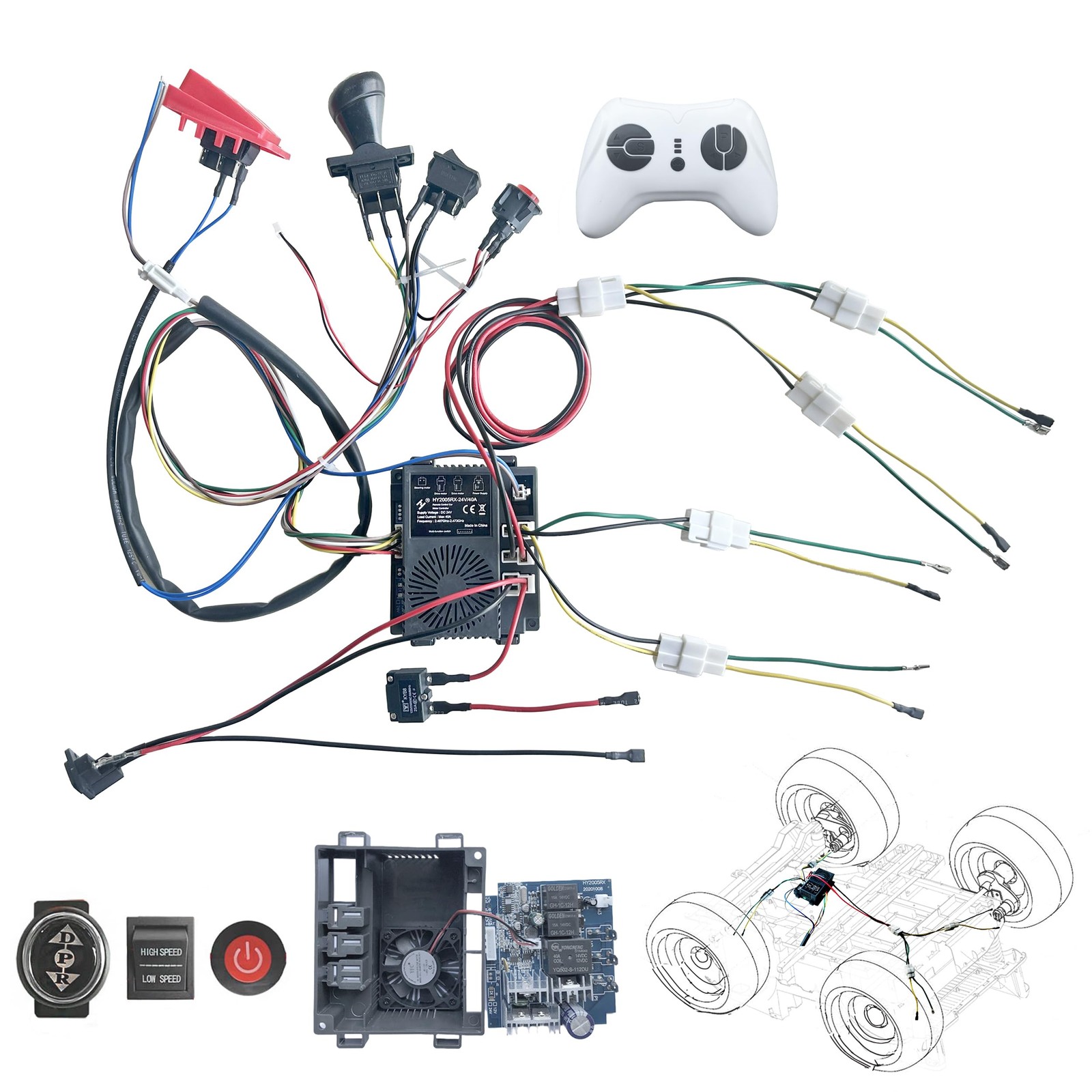 BUMPKAI 24 Volt DIY Wires Harness Conversion Kit for Kid’s Ride On Toys…