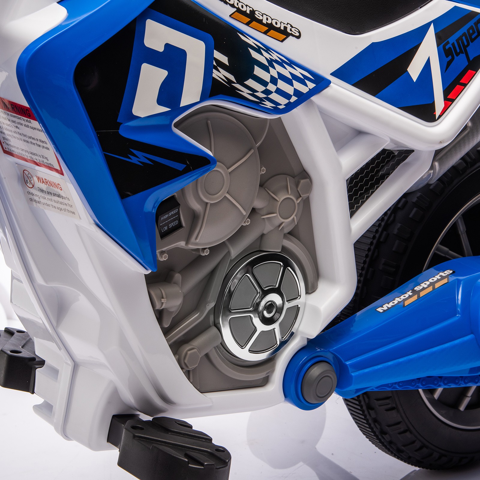 12V Kids Ride On Motorbike Motorcycle Dirt Bike with Music,Training Wheels Blue
