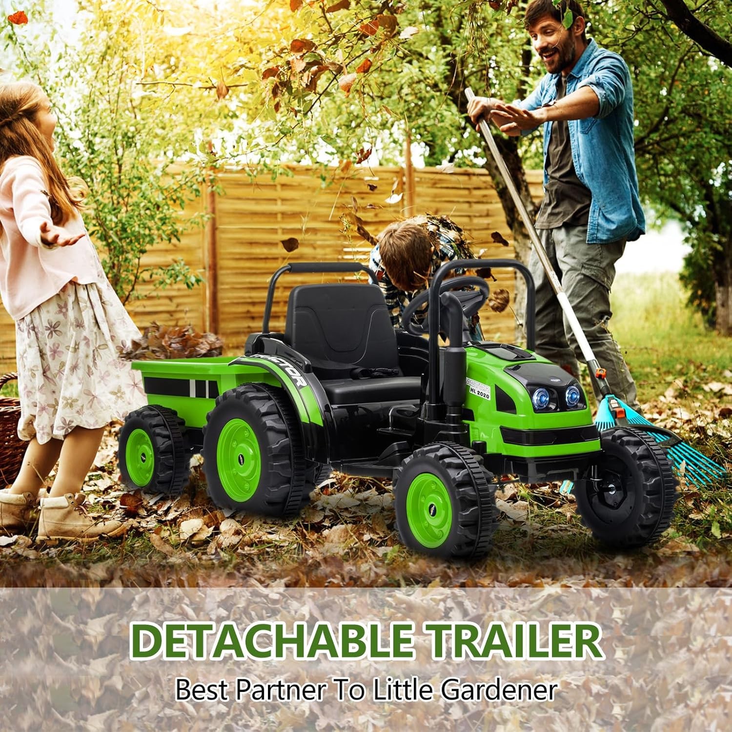 Upgraded Kids Electric Tractor W/ Dump Trailer &Remote, 35W Dual Motor, Ages 3-8