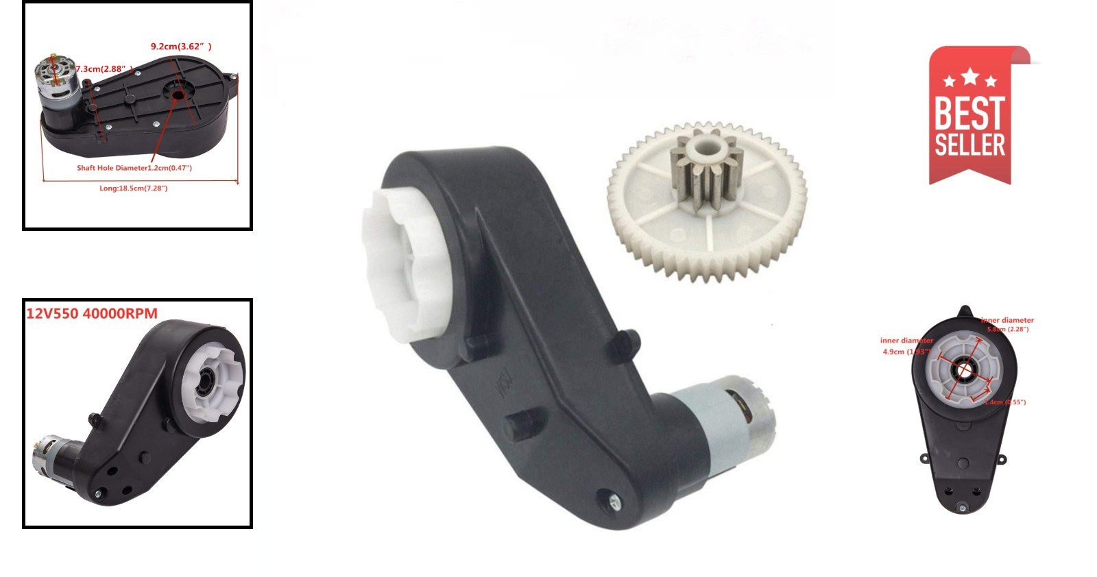 High Torque 12V DC Motor Gearbox for Kids’ Ride-On Cars – 40000 RPM Power