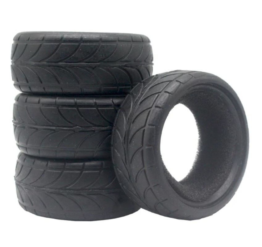 4PCS 26mm X-pattern Soft Rubber Tire for 1/10 Tamiya Wheel Rim On Road RC Car