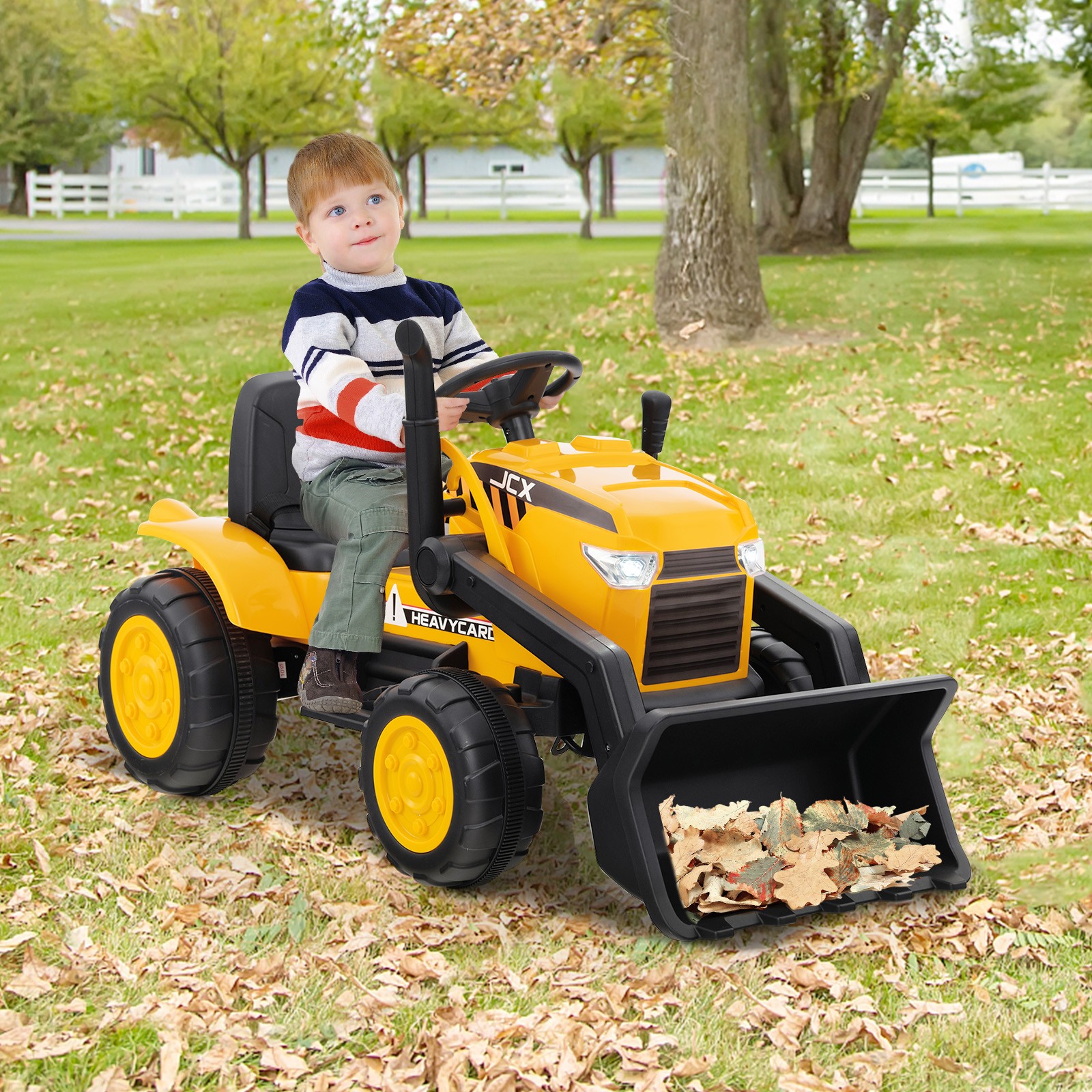 Kids 12V Ride On Excavator Digger Electric Bulldozer Tractor RC w/ Light & Music