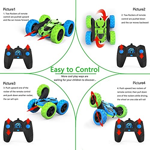 Remote Control Car for Kids, 360° Rotating Standard (Headlights) Blue&green