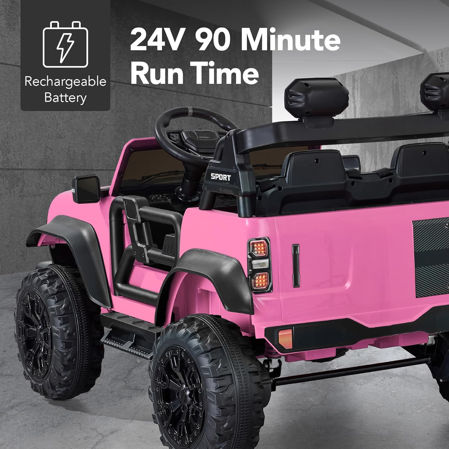 Kids 24V 2-Seater Electric Ride on Car Truck W/ 132Lb Weight Capacity, Parent Co