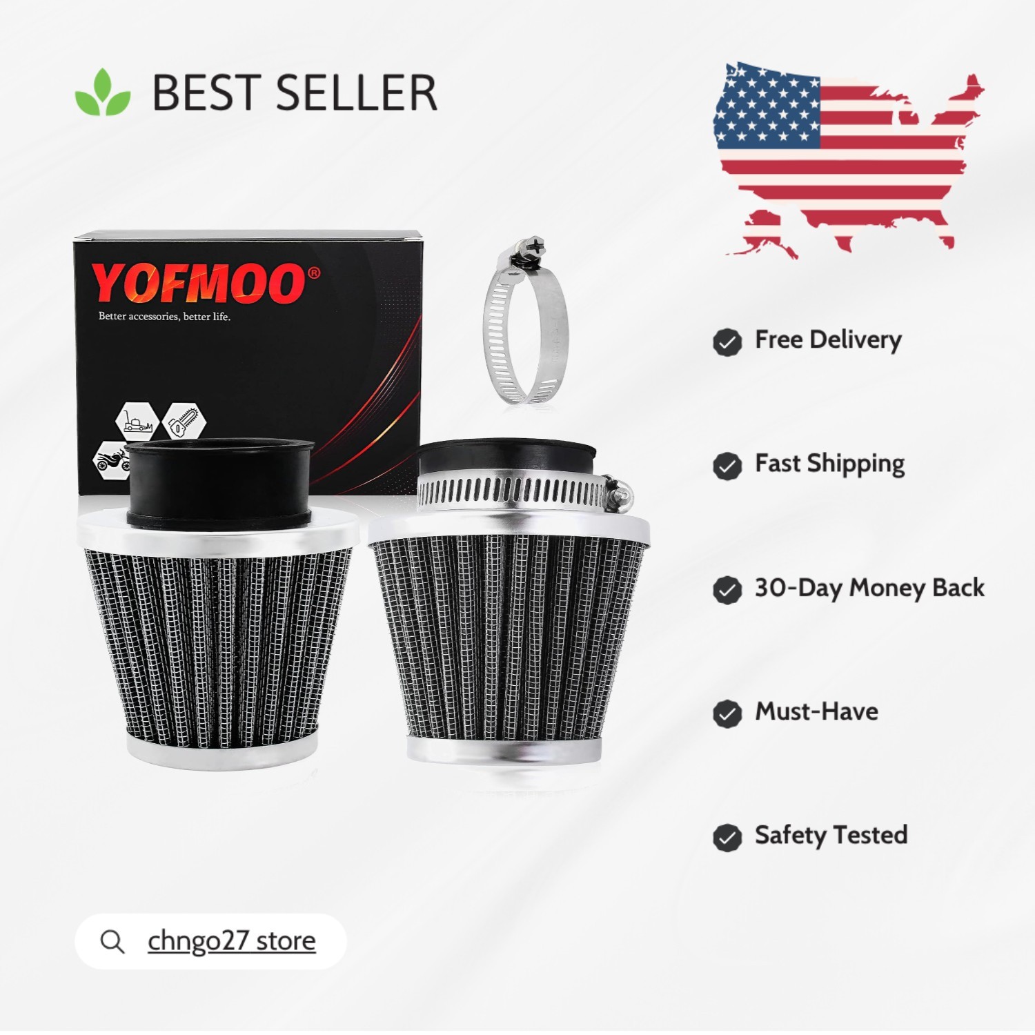 2-Pack Universal 35mm Filters for Dirt Bikes, Scooters, and ATVs – Enhance Power