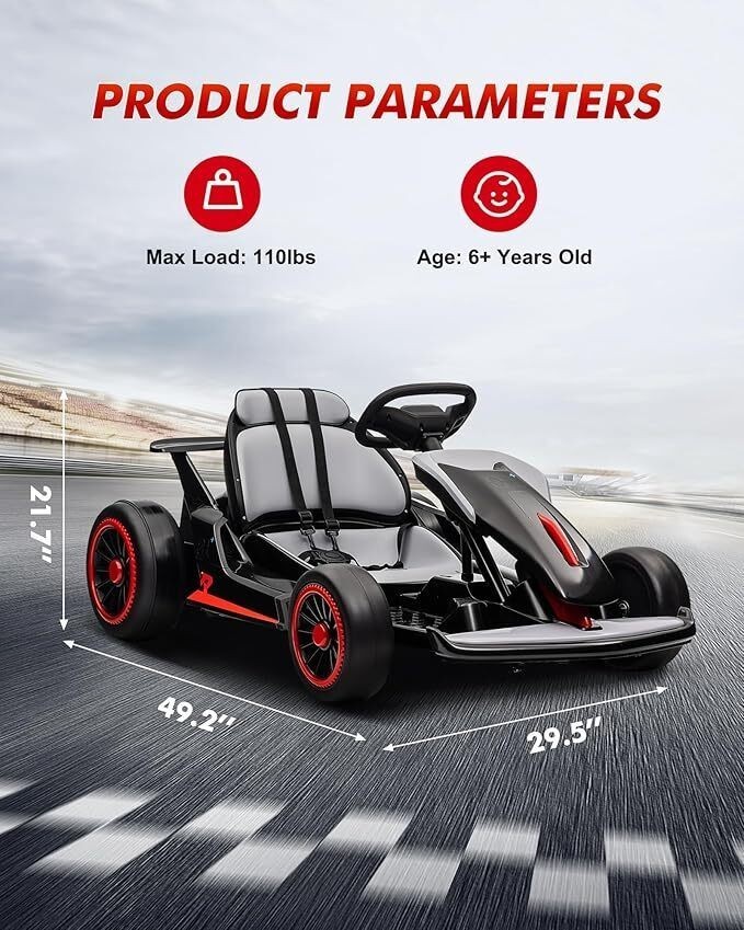 Kids 24V Ride On Toy Go Kart Child Electric Drift Go-Kart w/Long-Lasting Battery
