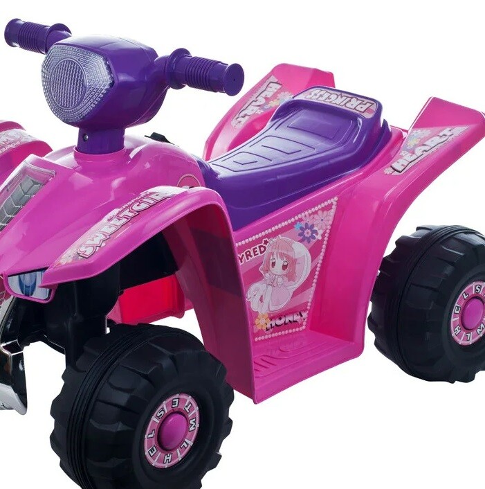 Battery Powered ATV Ride Kid Quad Car Electric Toy Pink 4 Wheeler Power Girl Fun