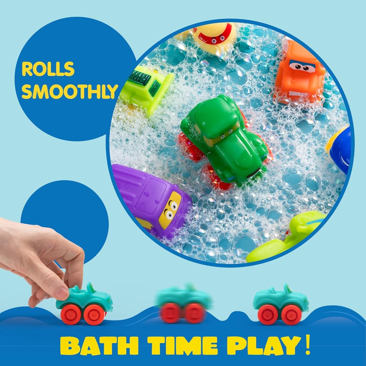 Soft Rubber Cartoon Toy Car Set – Bath Toy for Toddlers, Christmas Gift