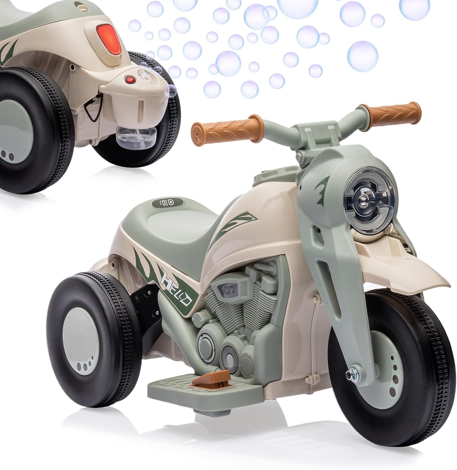 🌟 6V Electric Ride On Motorcycle 3 Wheel Kids Toy w/ Music Bubble Light