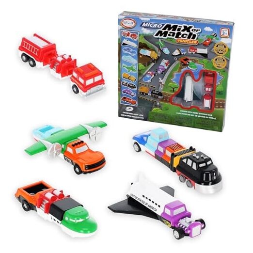 Magnetic Vehicles for Toddlers 1-3, Mini Mix or Match Car Toys, Set of 9 Gift