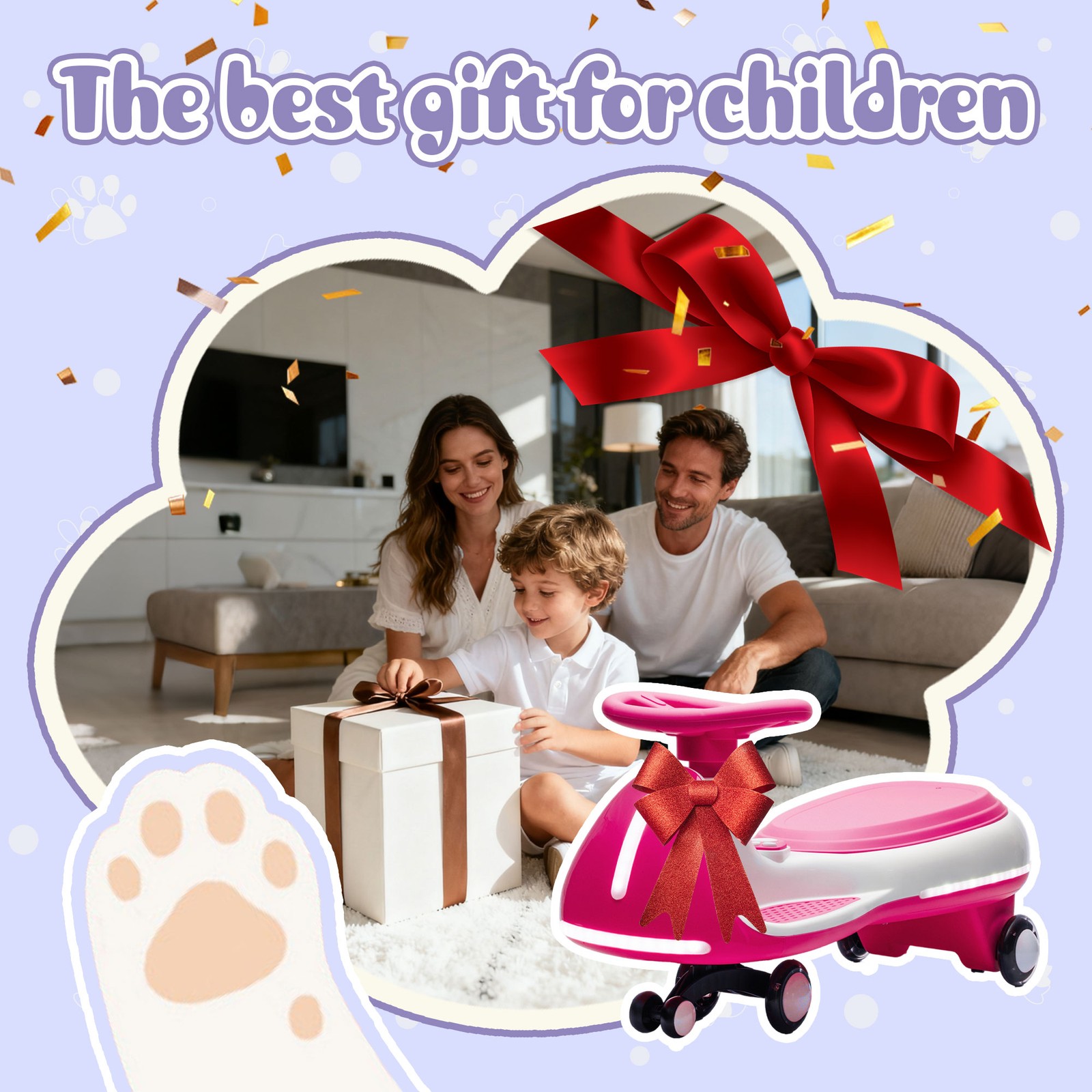 2 in 1 12V Kids ride on Electric Wiggle Car 5MPH Max Speed Bluetooth Music Pink