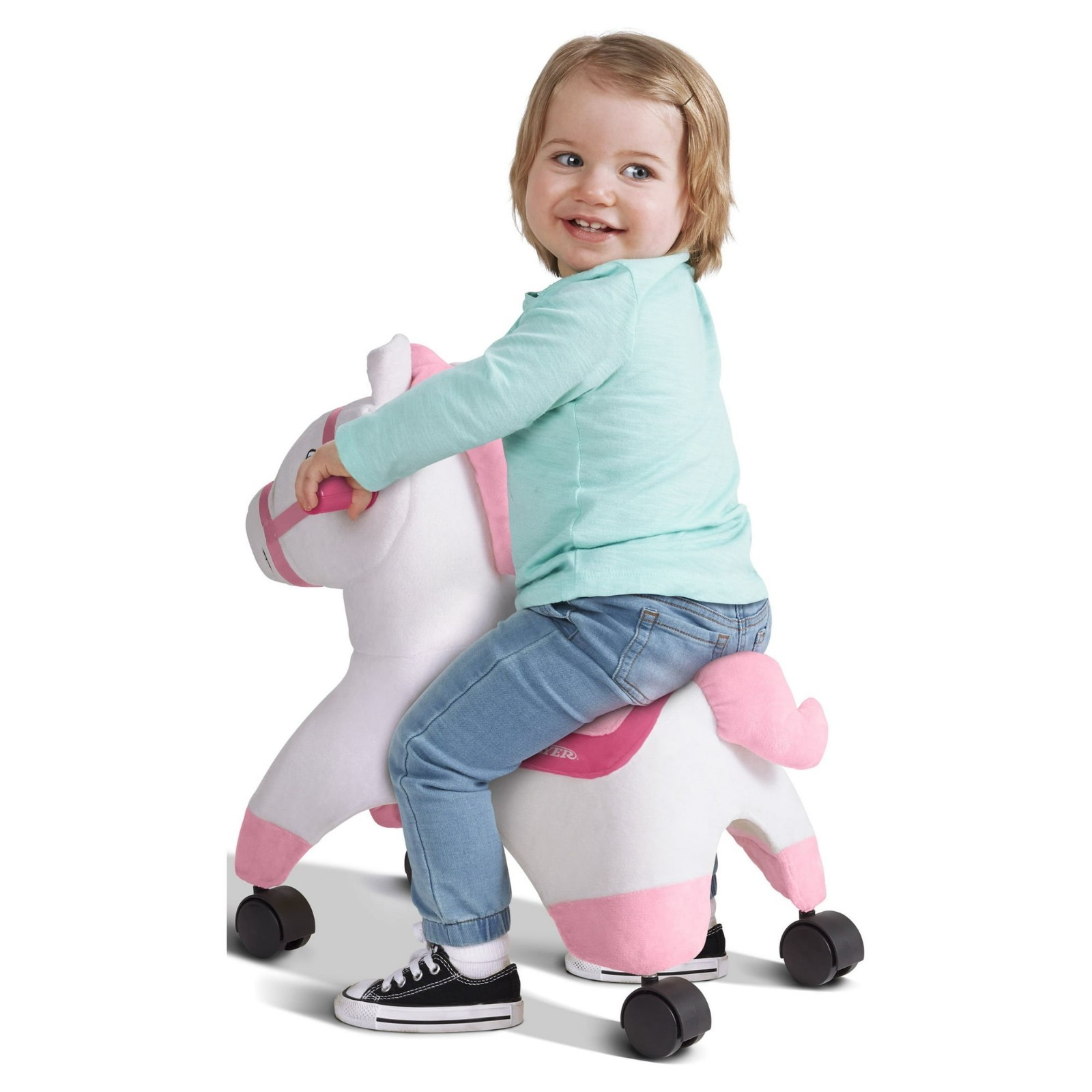 Radio Flyer, Boots: Rolling Pony, Plush Caster Ride-on Horse for Girls and Boys