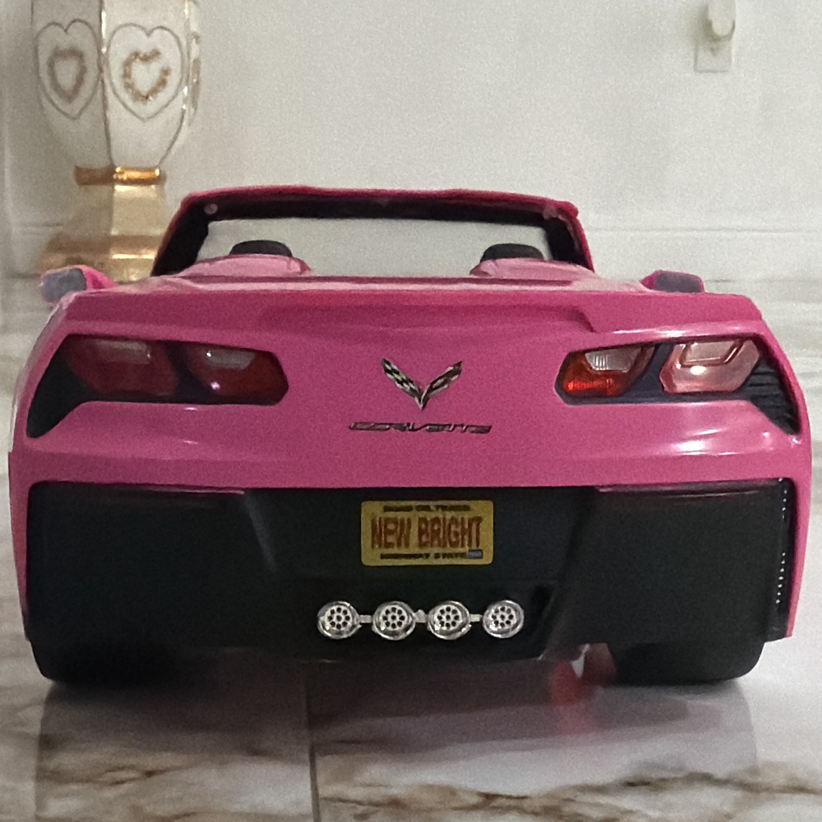 Used Bright Pink Corvette Battery Powered Ride-On Toy Car, NOT A BARBIE CAR!!