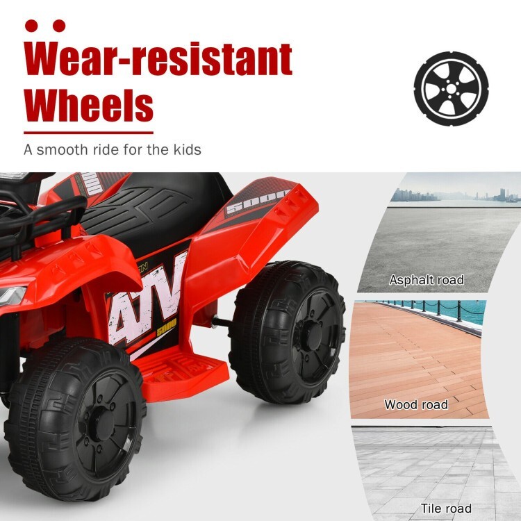 12V Kids Electric 4-Wheeler ATV Quad Ride On Car Vehicle W/ MP3 & LED Lights Red