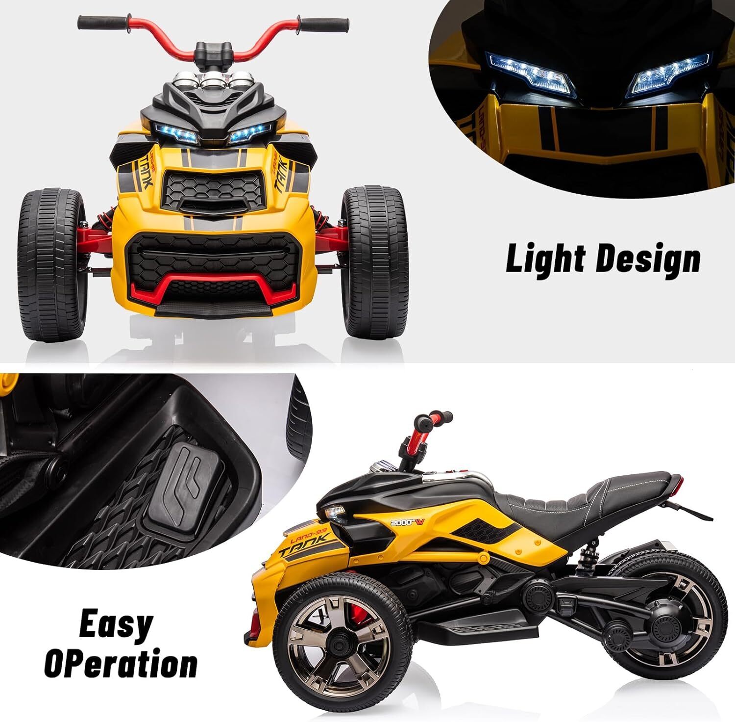 12V Kids Ride On ATV Electric Car Toy Battery Powered Toddler 3-Wheeler Gift