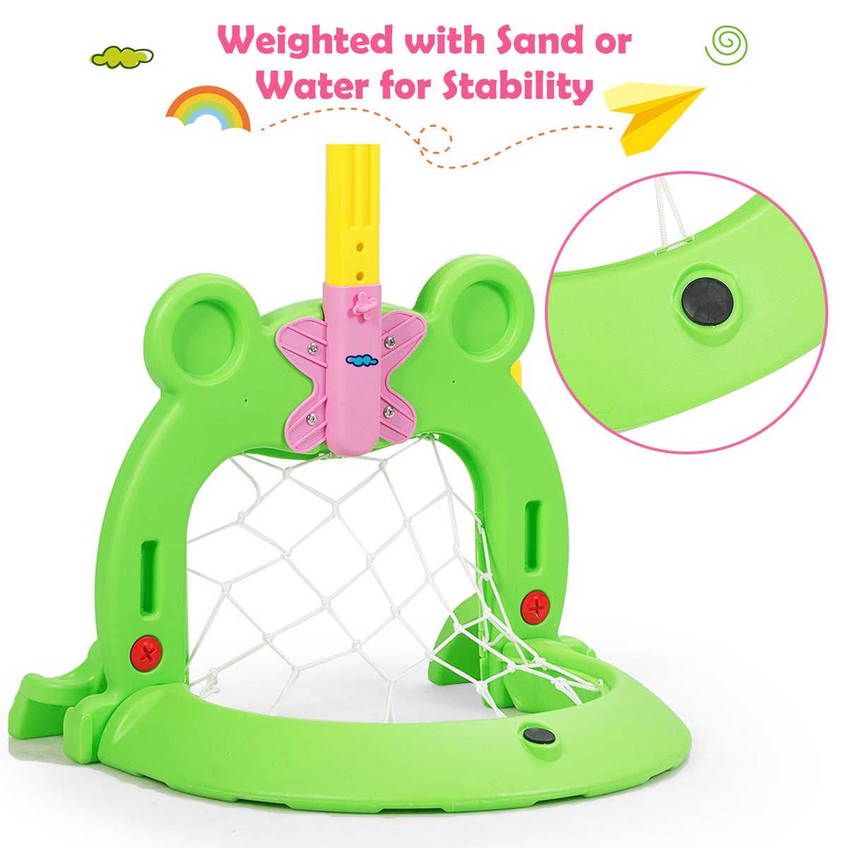 3-in-1 Kids Basketball Hoop Set Stand Adjustable Sports Activity Center w/ Balls