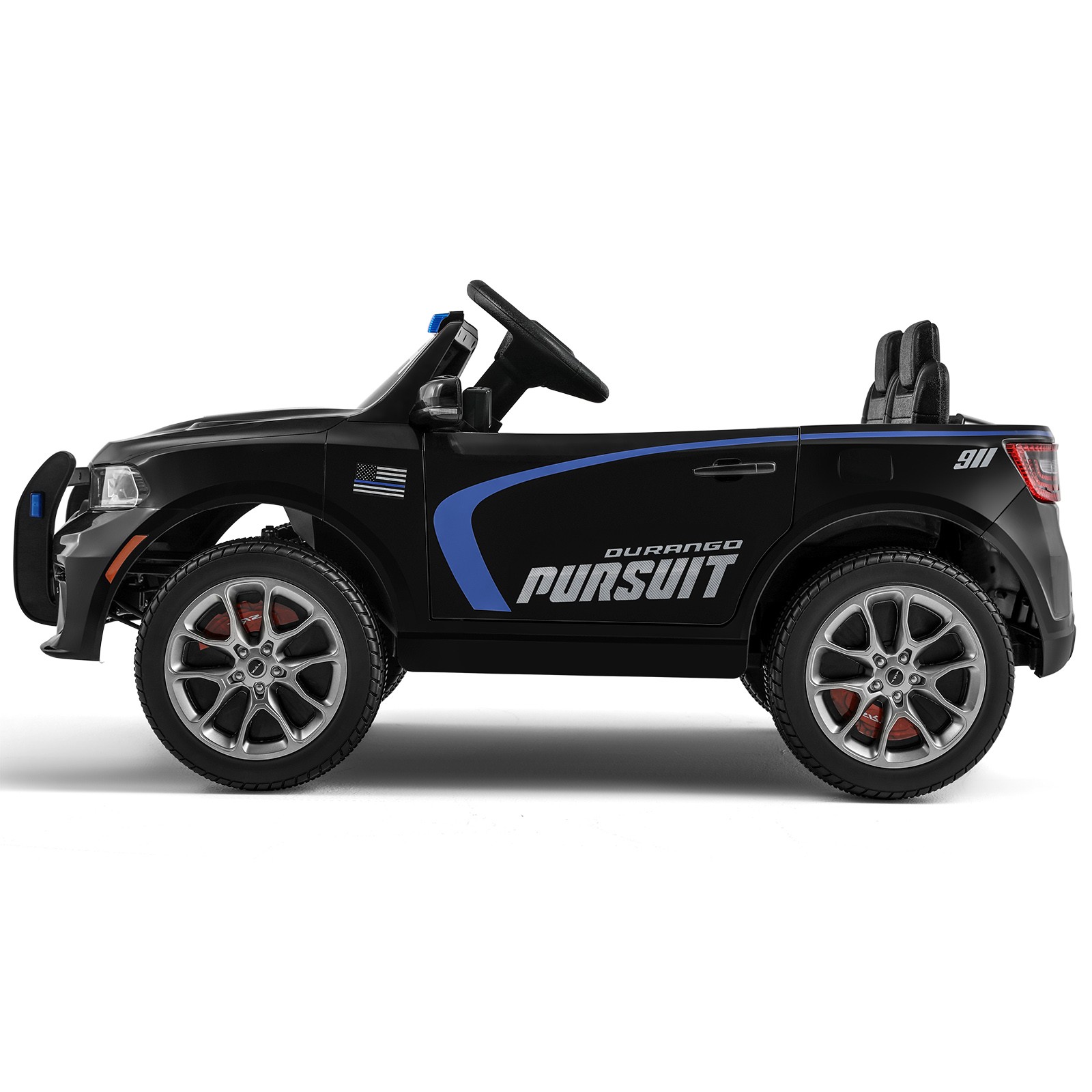 12V Battery Kids Ride On Police Car Dodge Durango SUV Music,LED,Bluetooth,Remote