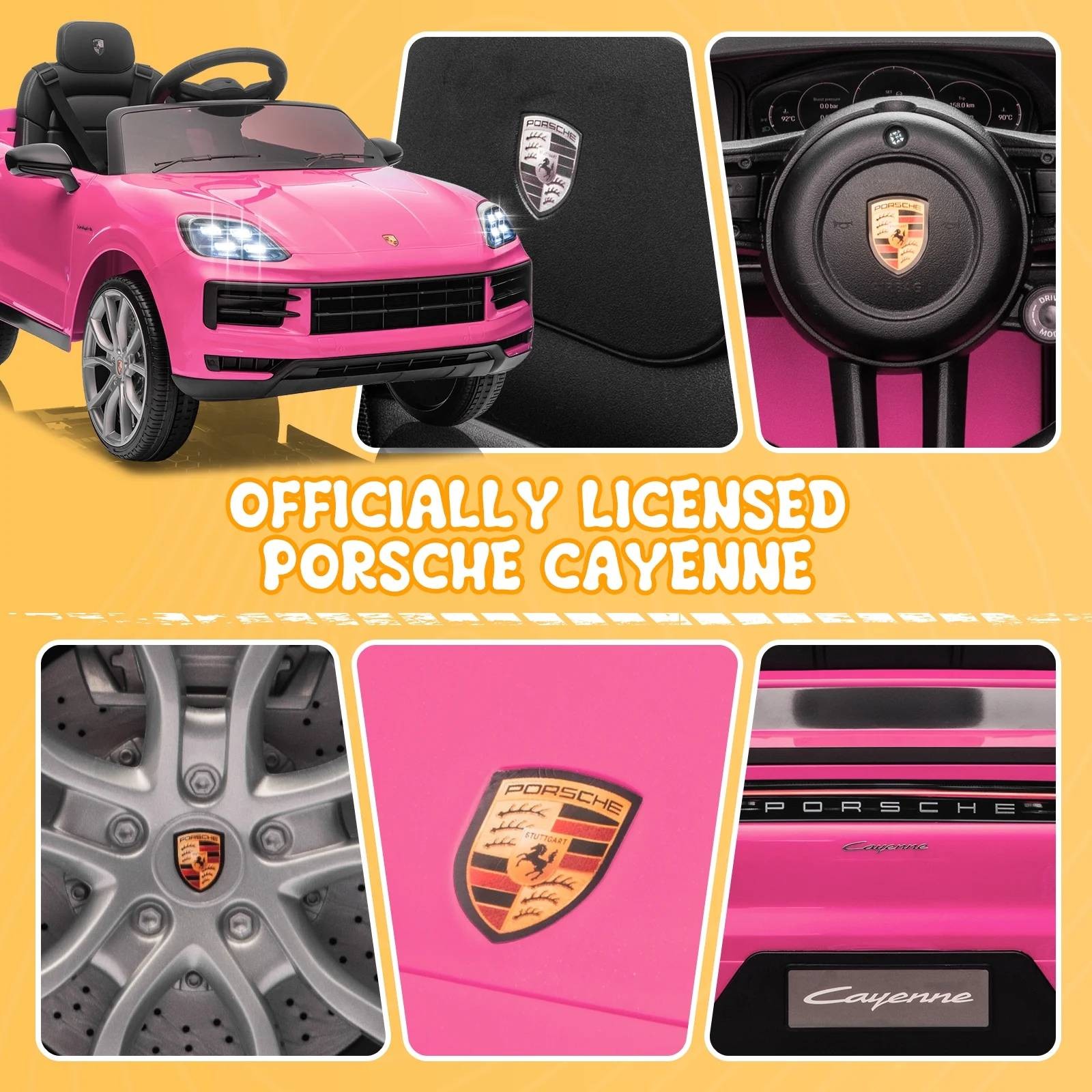 12V Licensed Porsche Cayenne Electric Ride on Car Toy for 3-5 years Kid Toddler