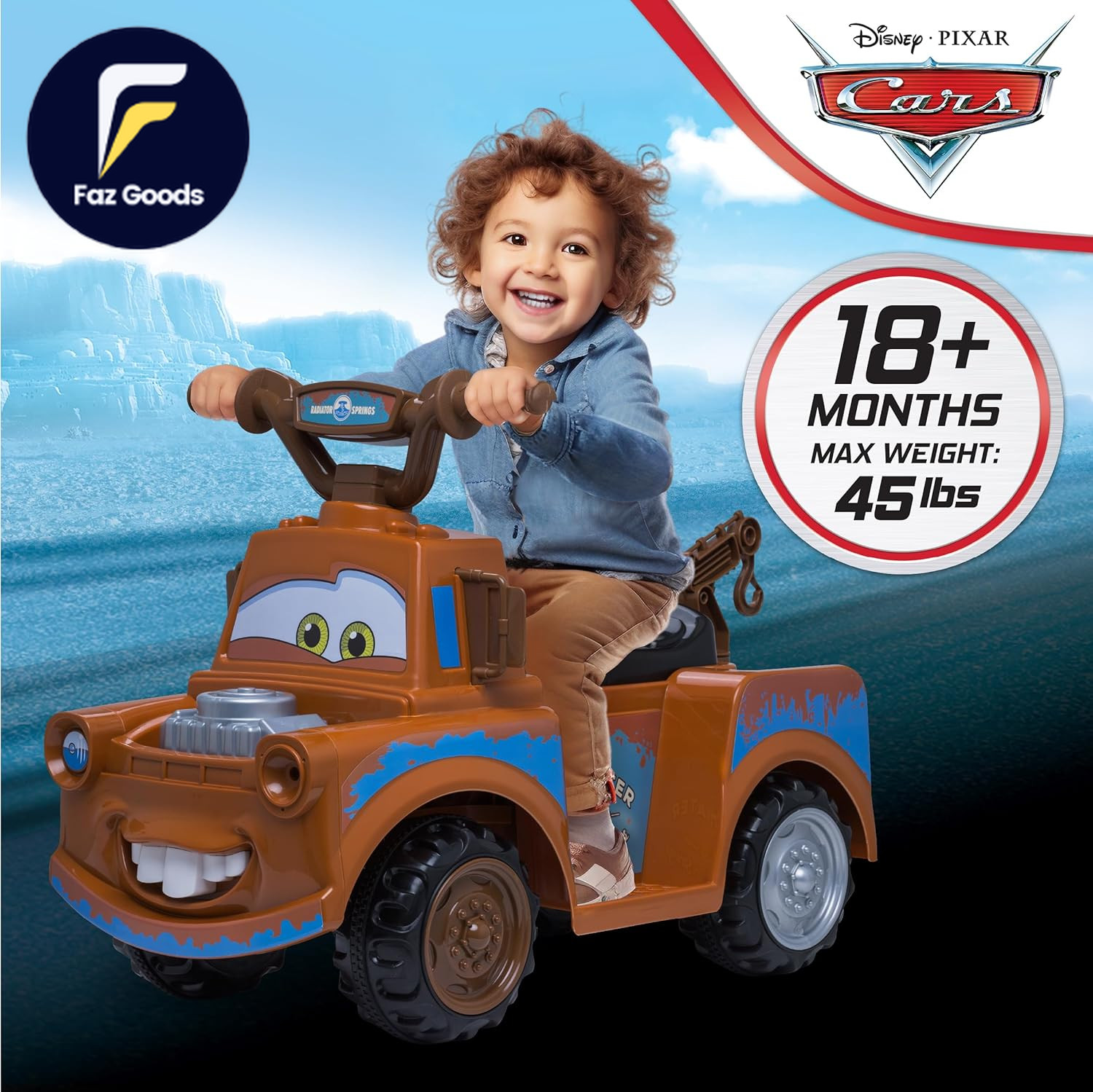 Toddler Disney Cars 3 Tow-Mater Electric Quad Ride-On Kids 1.5-3 Years Old 6 Vol