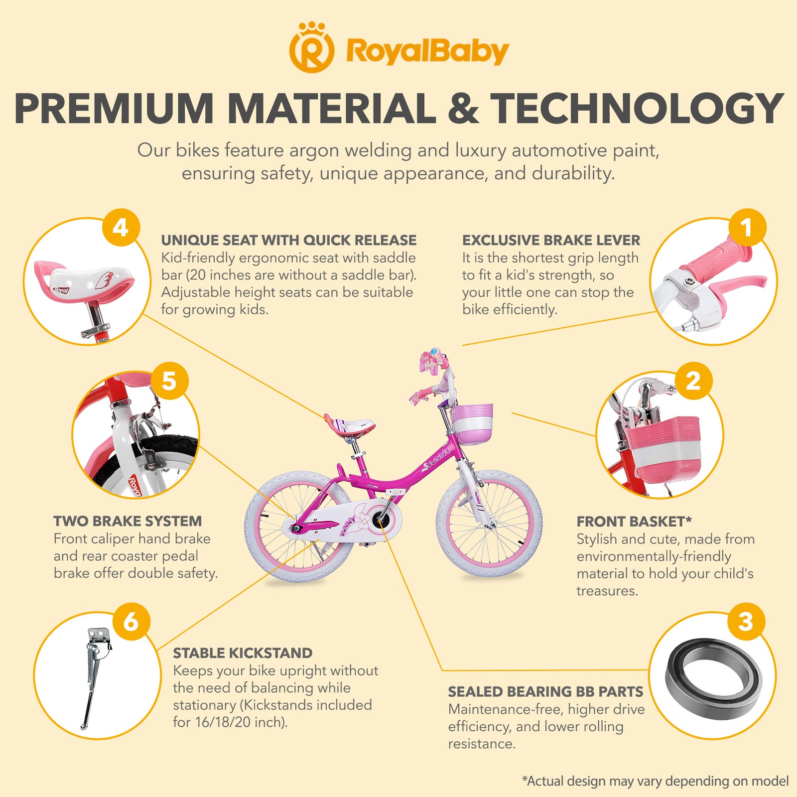 RoyalBaby Princess Girl Kids Outdoor Bicycle 18″ with Kickstand (Used)