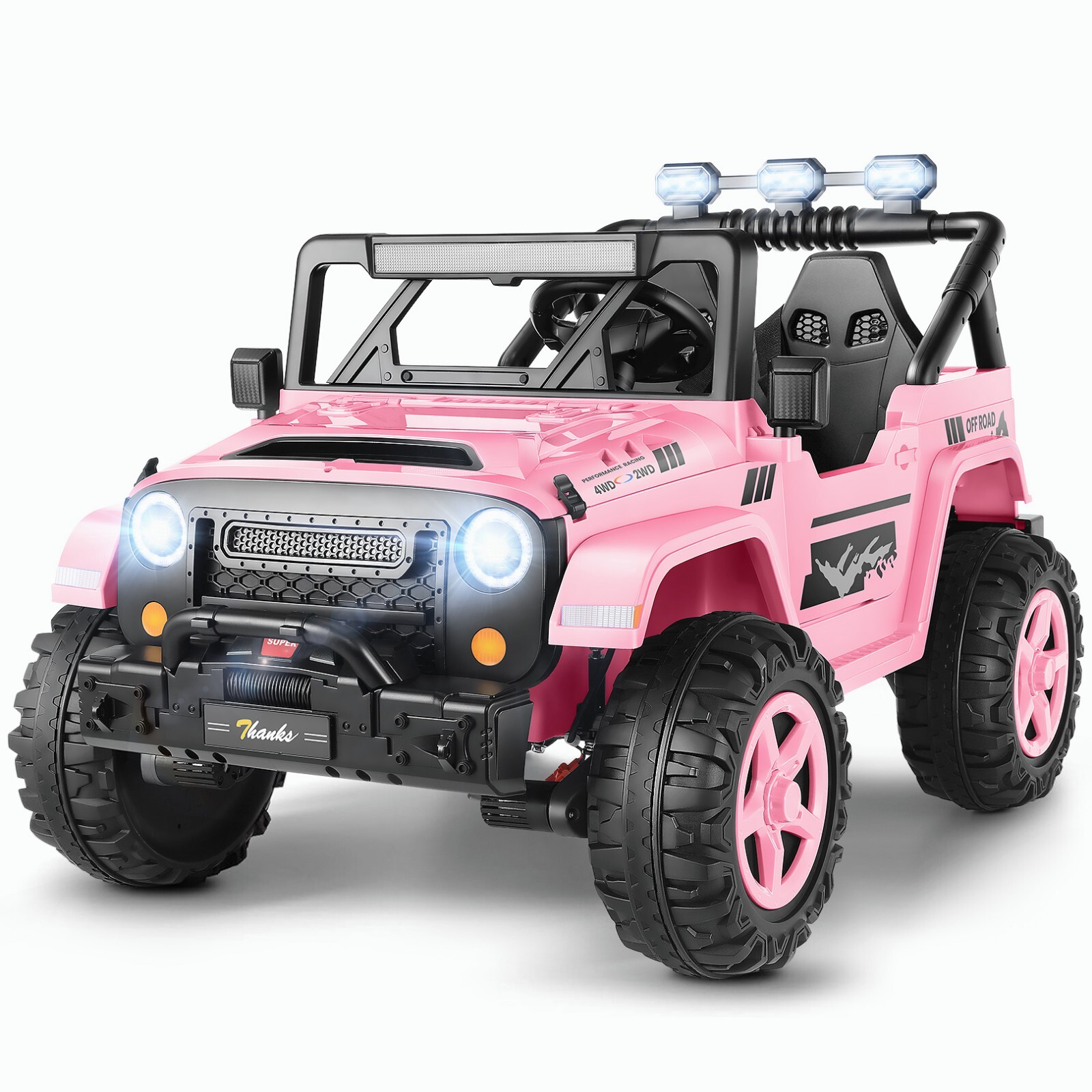 24V 4WD Ride on Cars with Remote Control, 2 Seater Power Wheels w/ 4*200W Motor