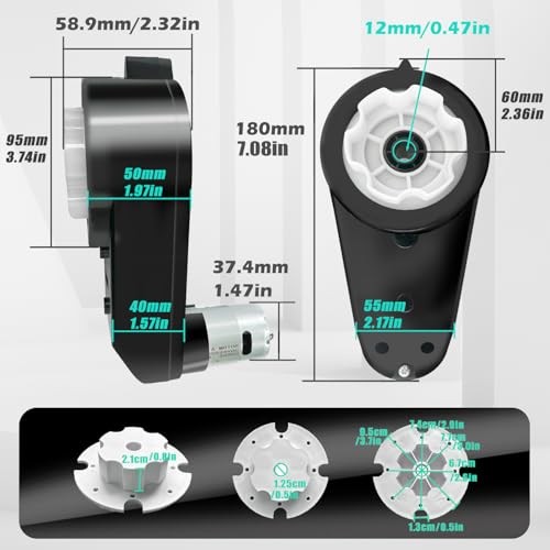 2PCS 24V RS555 35000RPM High-Speed Steel Gears Motor Gearbox for Power Wheels