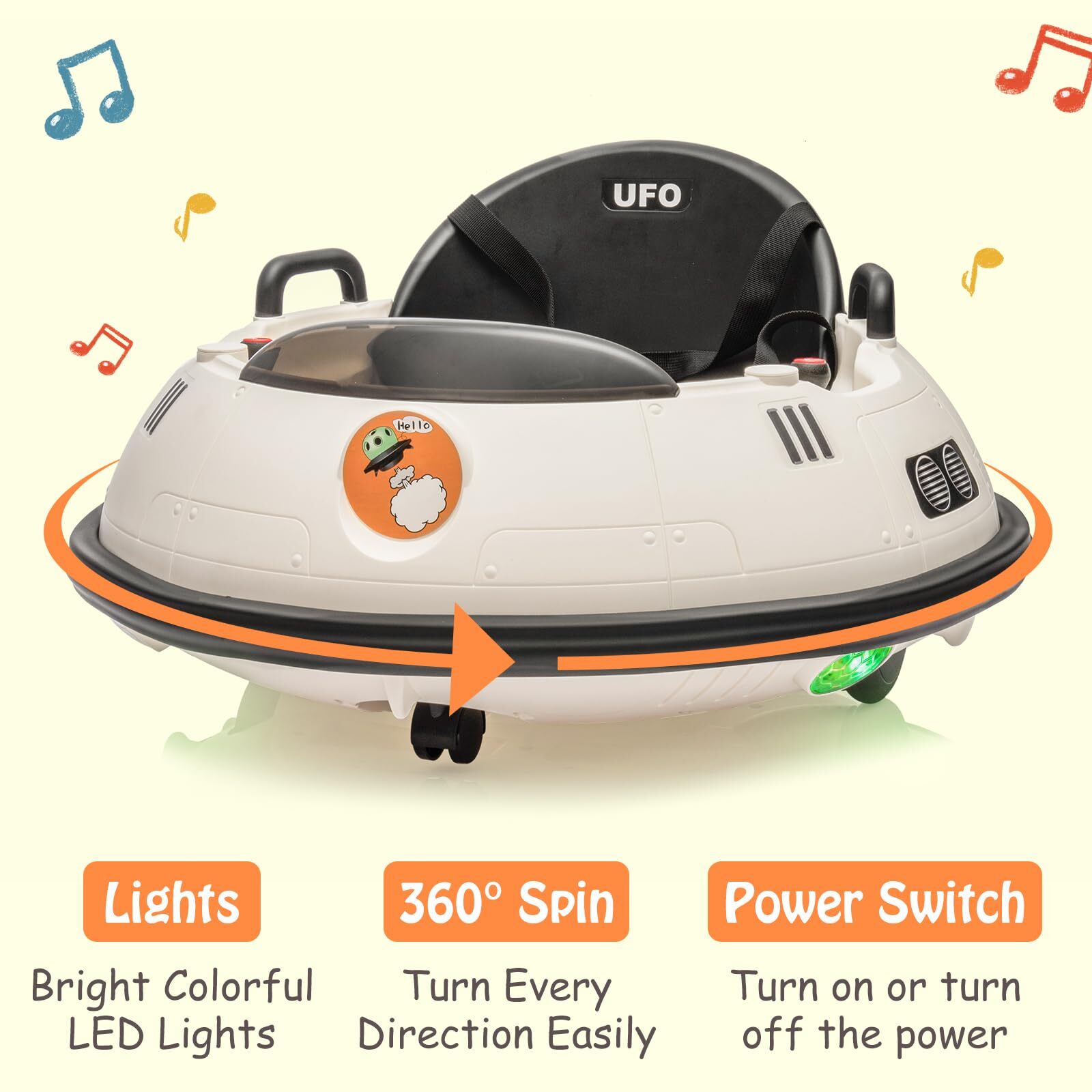12V Ride on Bumper Car 360° Spin Toddlers Electric Fun Toys with Remote Control