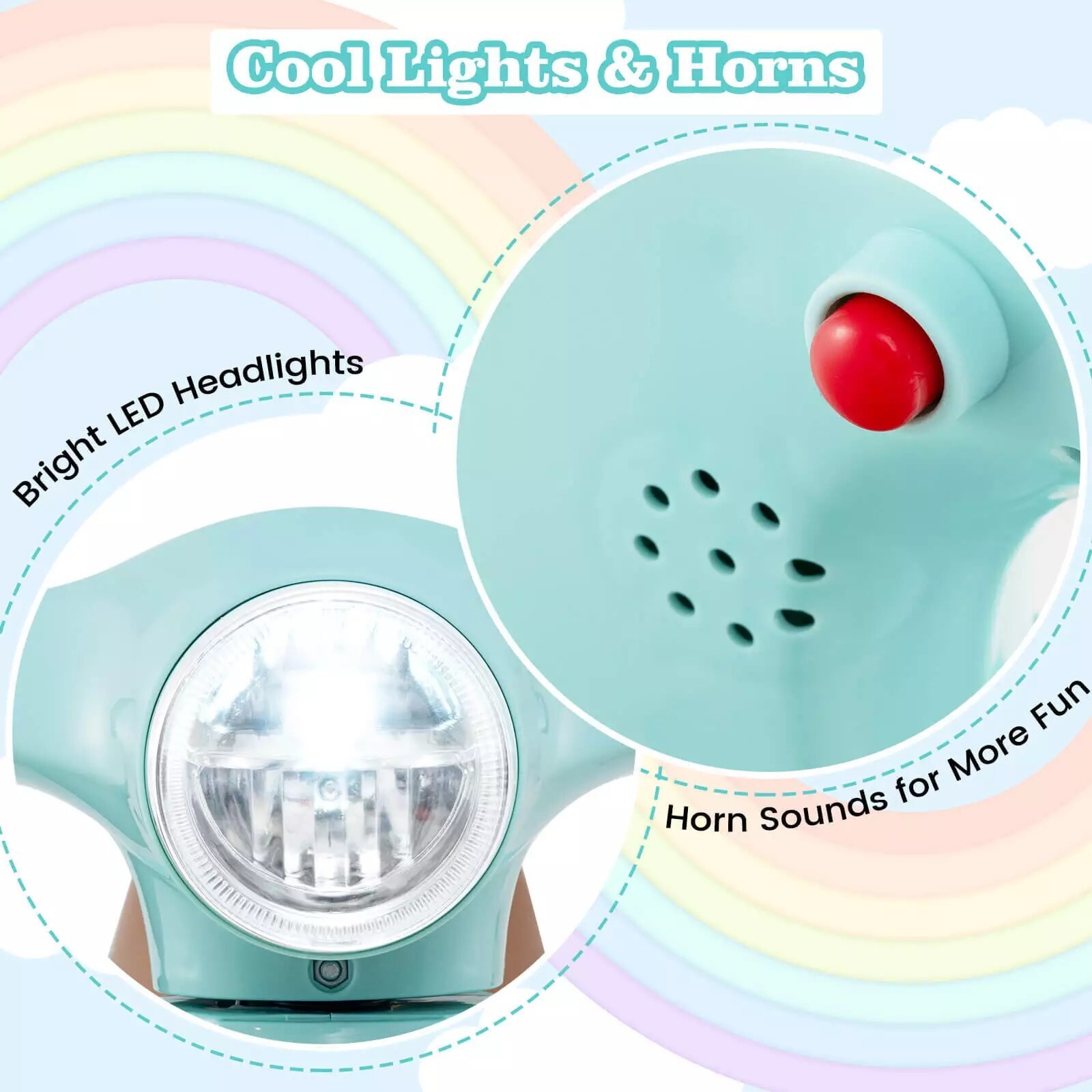 Kids Ride on Motorcycle with Training Wheels Headlight Horn 6V Battery