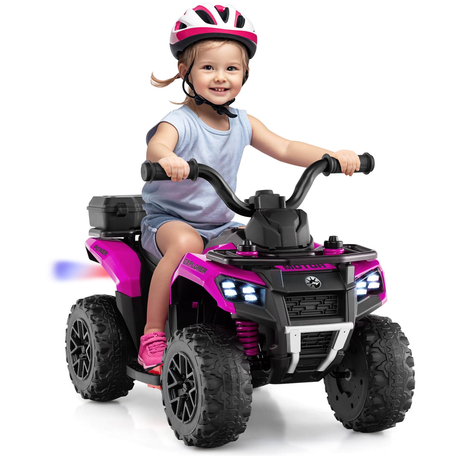 6V Kids Ride On ATV w/ Music & Spray Function USB Port Storage Box Toy Car