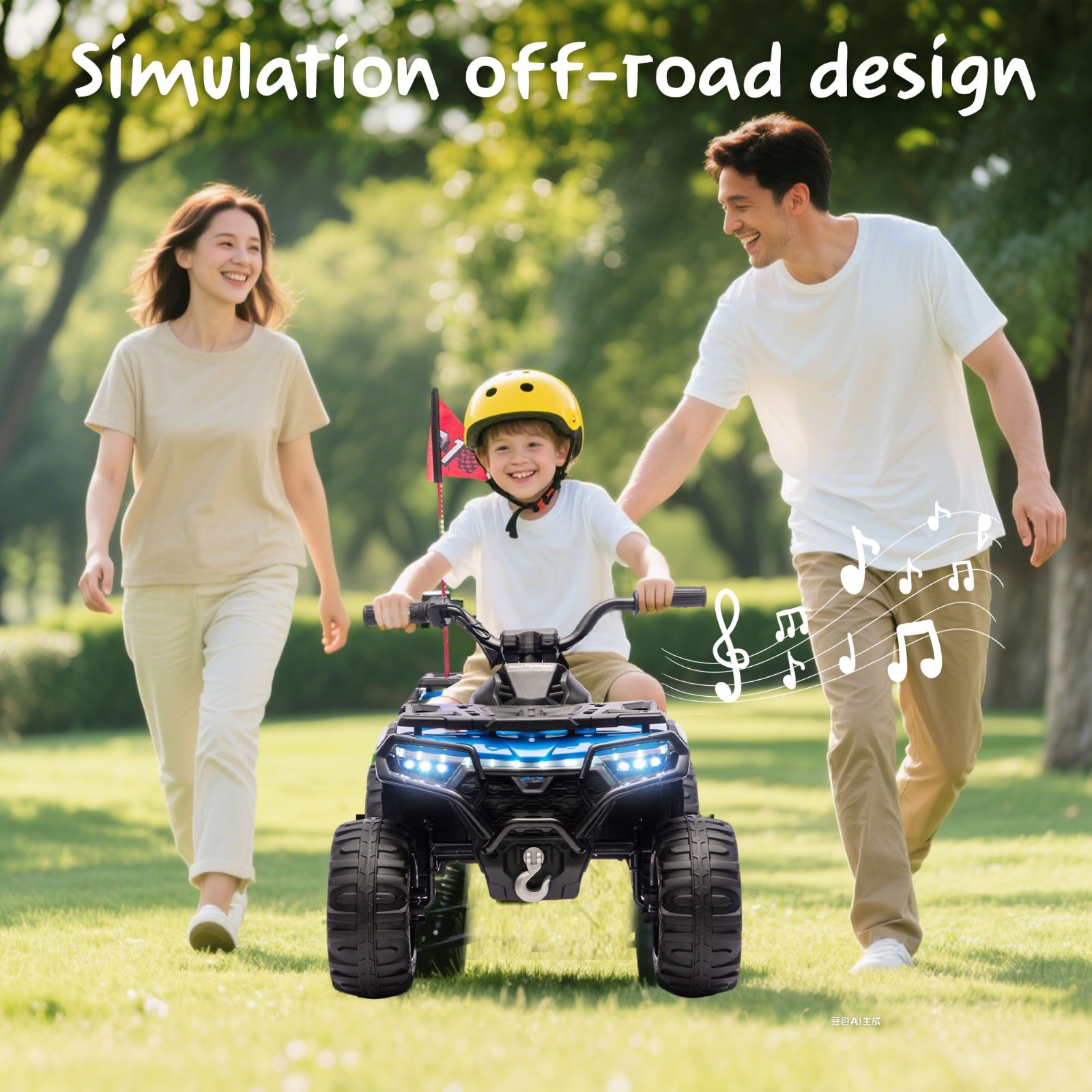 Kids Ride on ATV 24V Electric Off-Road Car for Ages 3-6 with LED Bluetooth Music