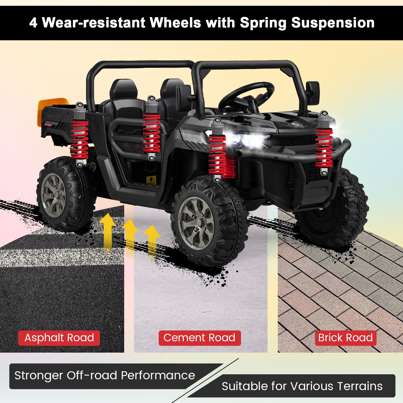 12V 2 Seater Ride On UTV Dump Truck Remote w/ Electric Dump Bed & Shovel Black