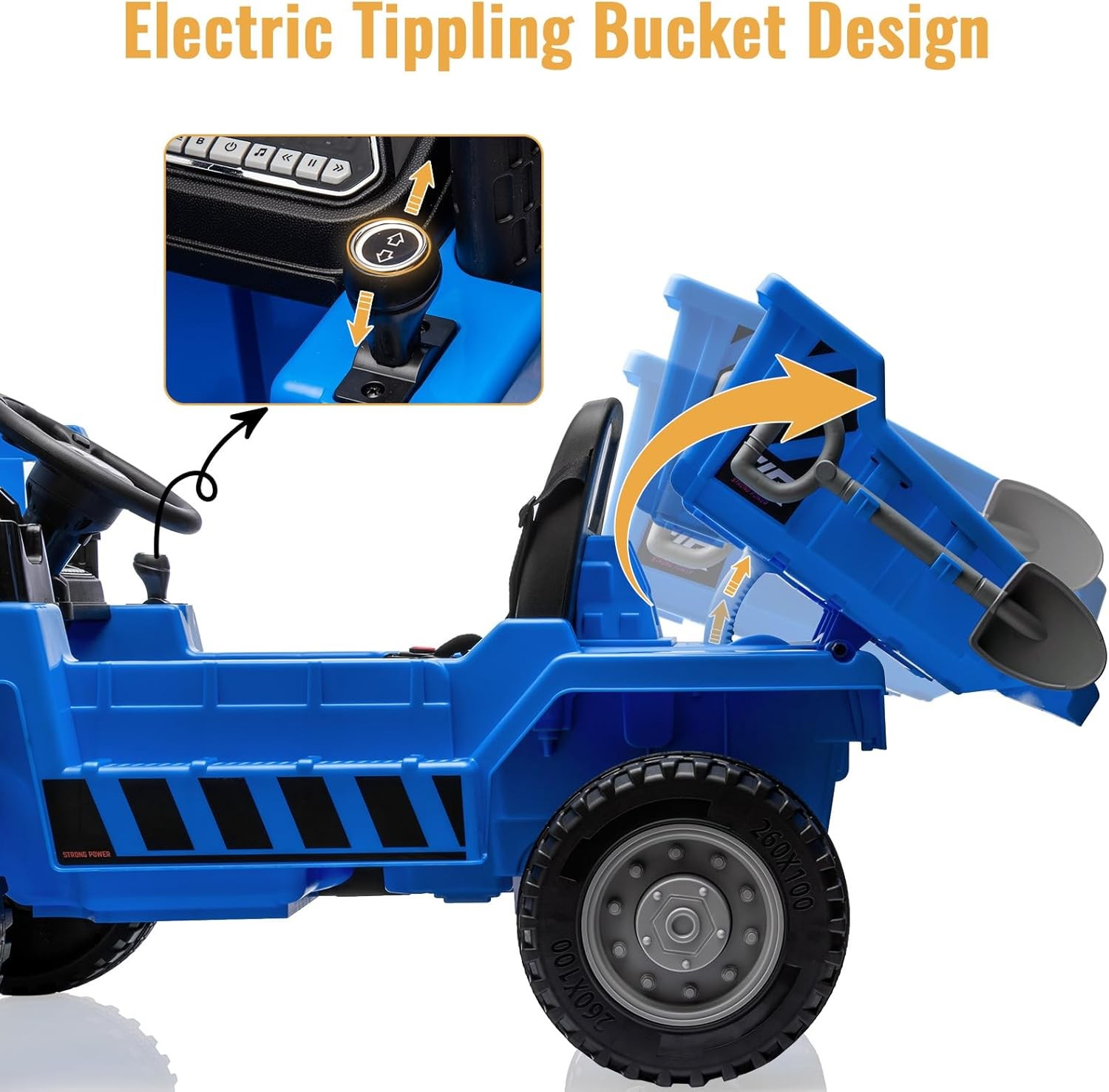 12V Kids 4WD Ride-On Dump Truck w Remote,Power Dump Bed,2-Speed Electric Car Toy