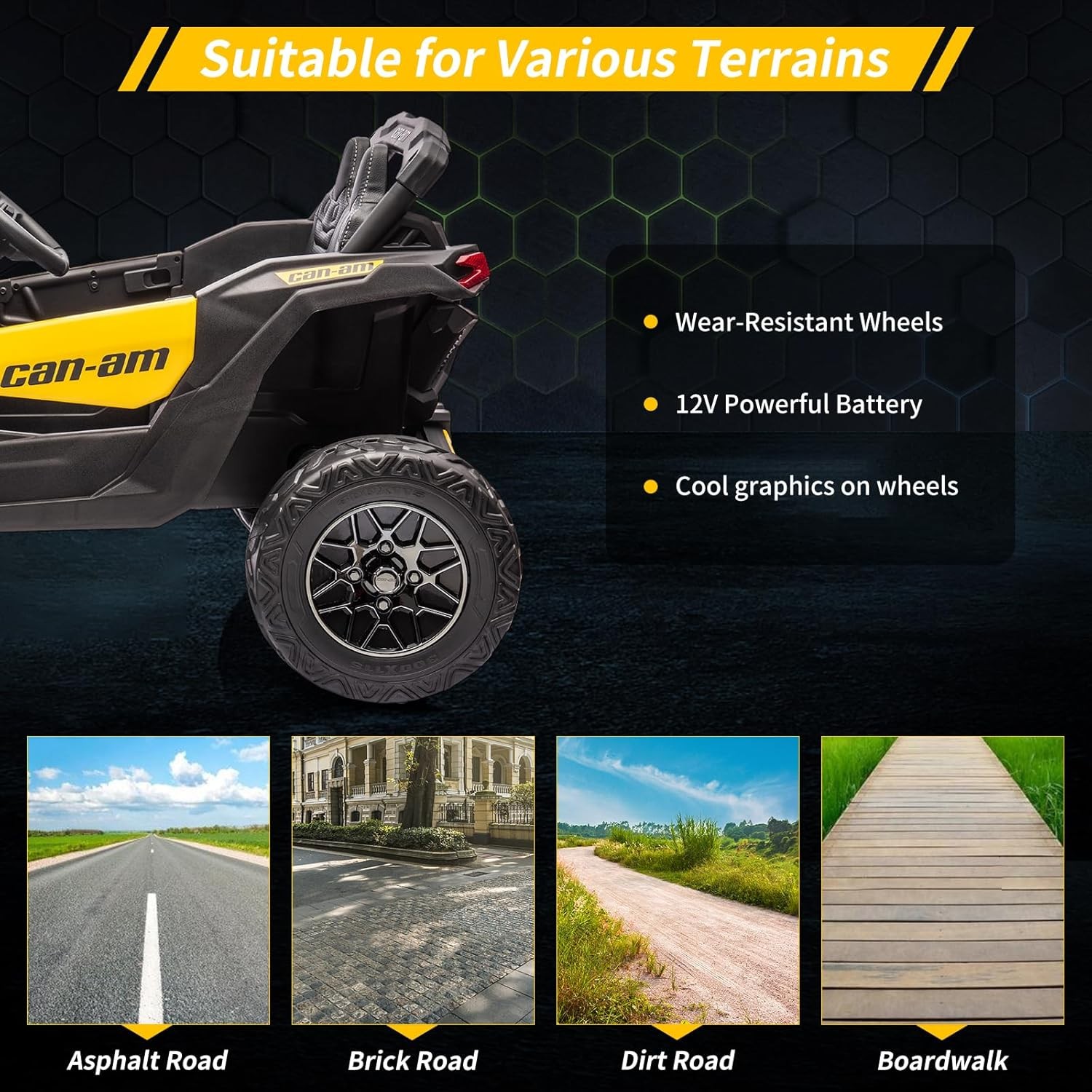12V Ride on UTV Car Toy,Electric Off-Road UTV Car,Kids Truck with Remote Control