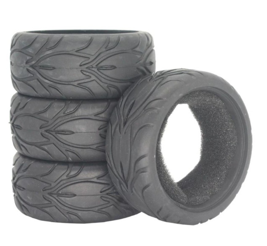 4PCS 26mm X-pattern Soft Rubber Tire for 1/10 Tamiya Wheel Rim On Road RC Car