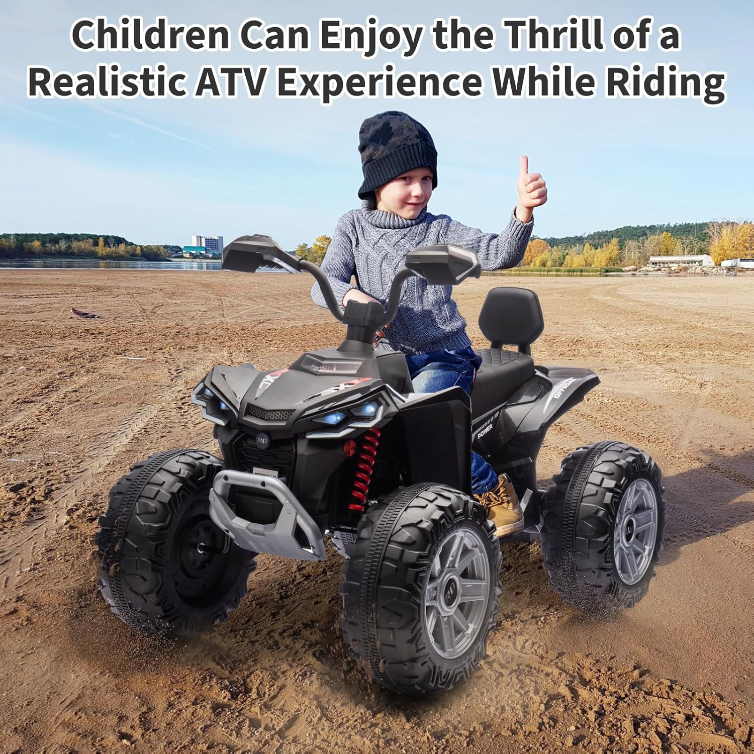 24V 2 Seater Electric ATV, Electric Car for Kids, Four-Wheeled Dirt Quad Car wit