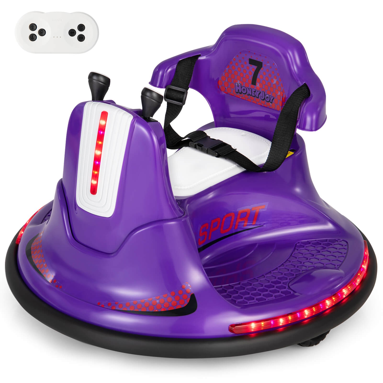 12V Kids Ride On Bumper Car Electric Toddlers Vehicle with Remote Control Purple