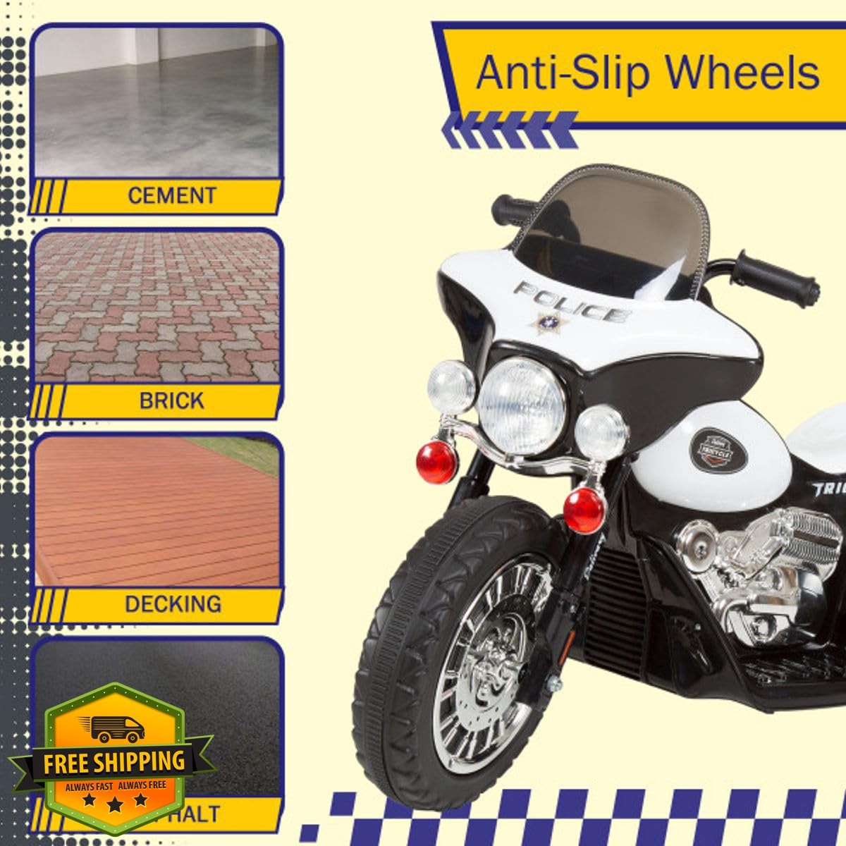 Lil’ Rider 6V Motorcycle 3-Wheel White Black