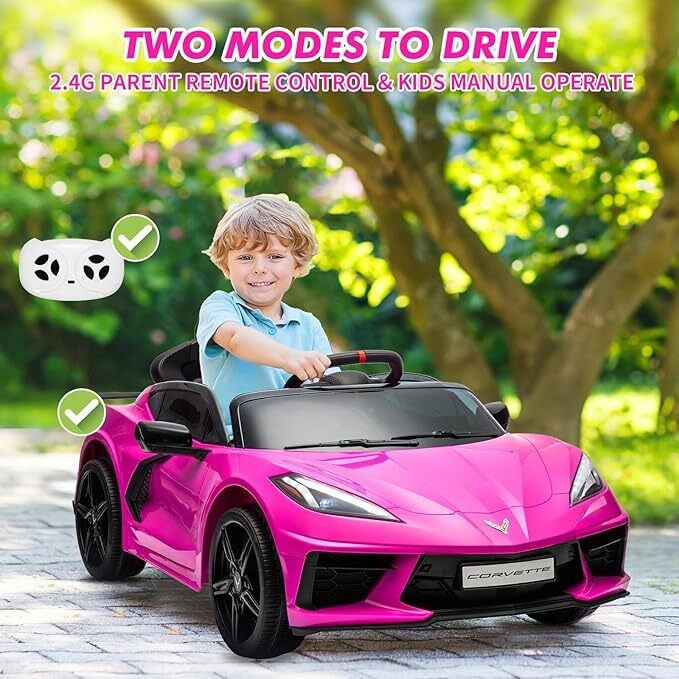 12V Battery Powered Car for Kids Licensed Corvettes Toddles Music LED Lights