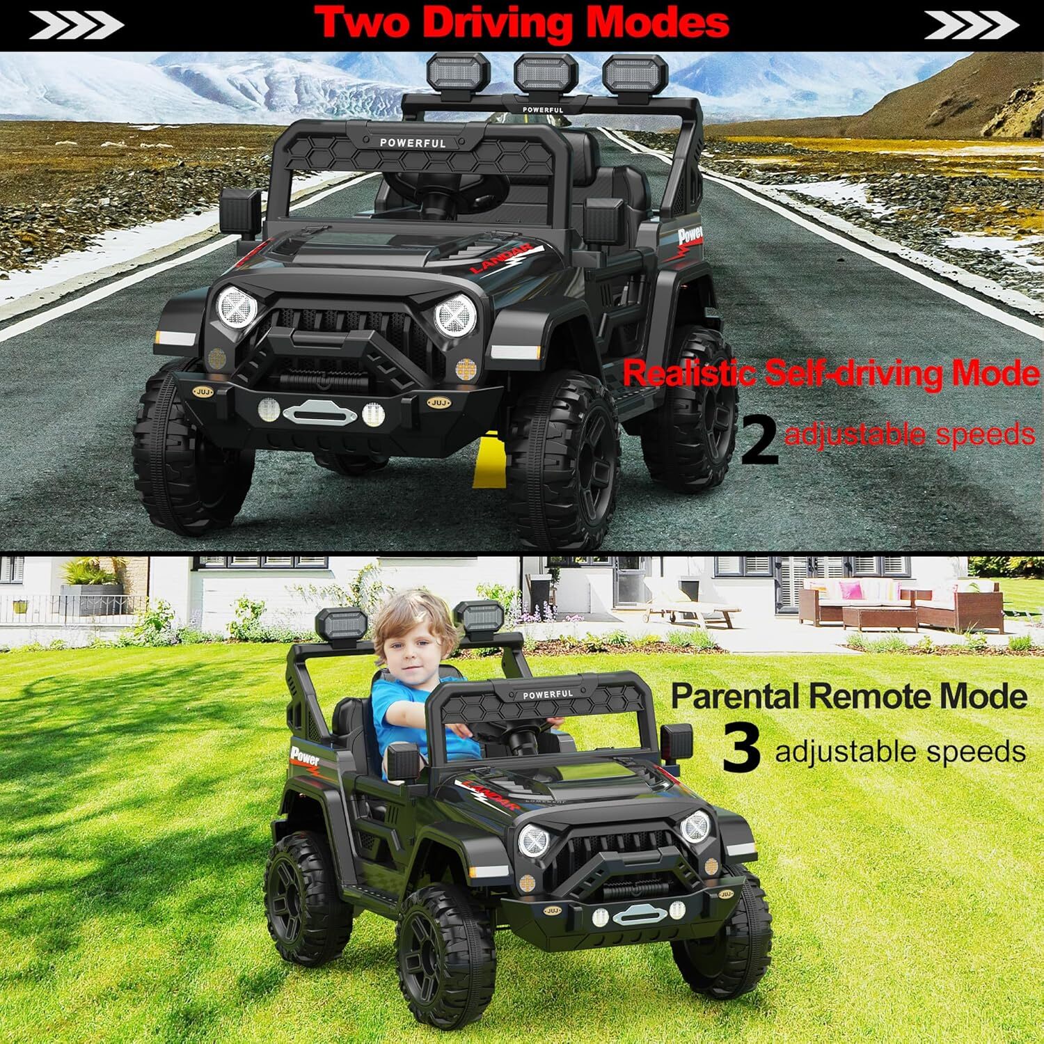 12V7Ah Electric Kids Car Power Wheels Dual Drive Ride-on Truck Vehicle W/Remote