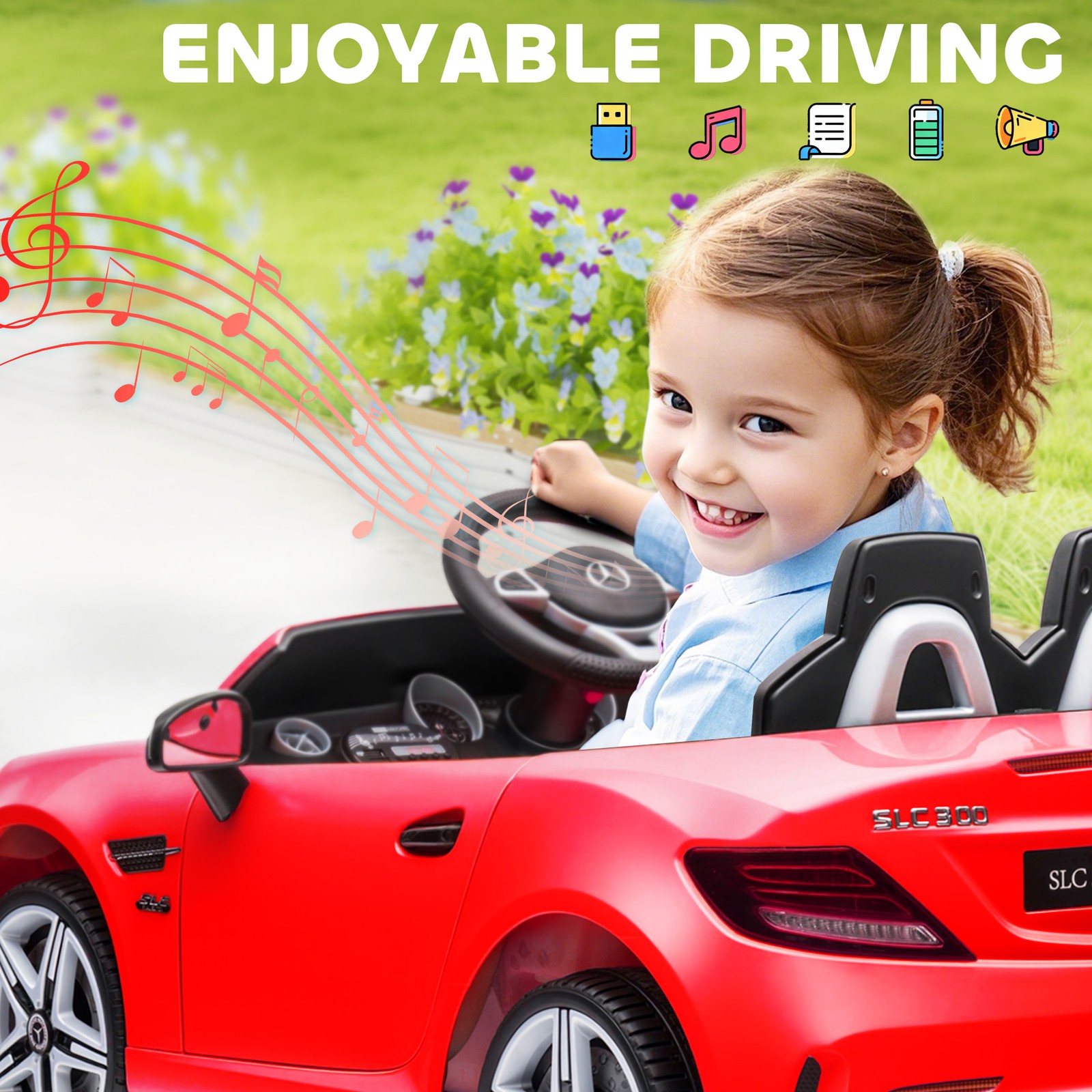 12V Ride On Toy Car for Kids with Remote Control, Red