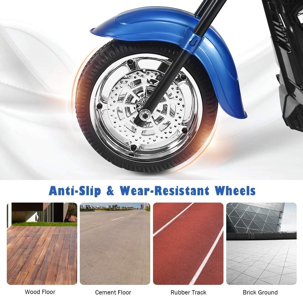 Gift for Boys Girls: 3-Wheel Electric Motorcycle, Blue