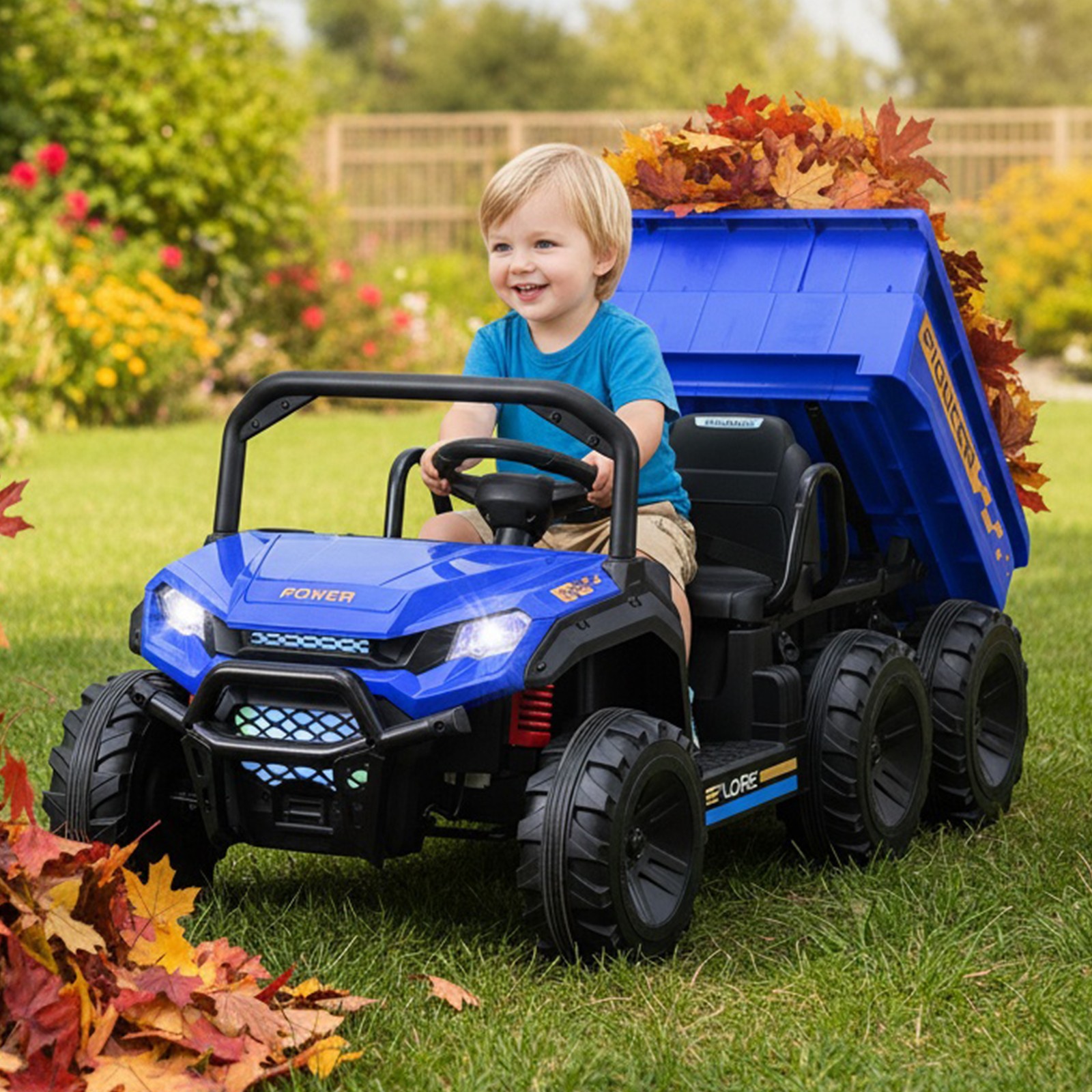 24V Ride on Dump Truck Car w/ Remote Control 2 Seater 4WD 6-Wheels Ride On Toy