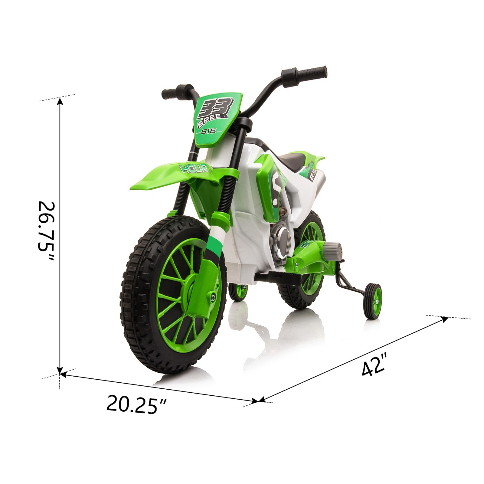 TOBBI 12V Electric Motorcycle for Kids, Motorized Vehicles w/ Training Wheels
